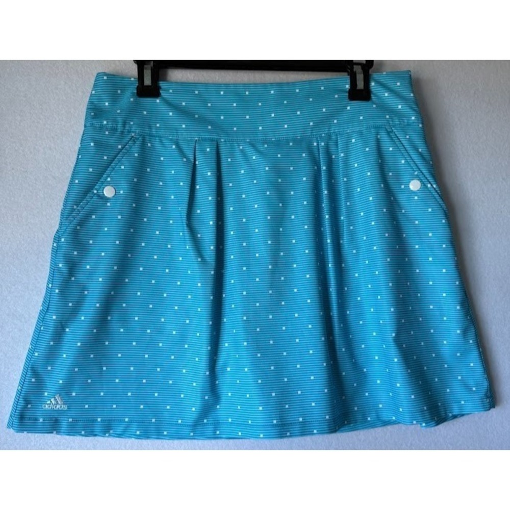 Adidas ClimaCool  Golf‎ Skort Women 6 Blue Striped Polka Dot Pockets Athletic